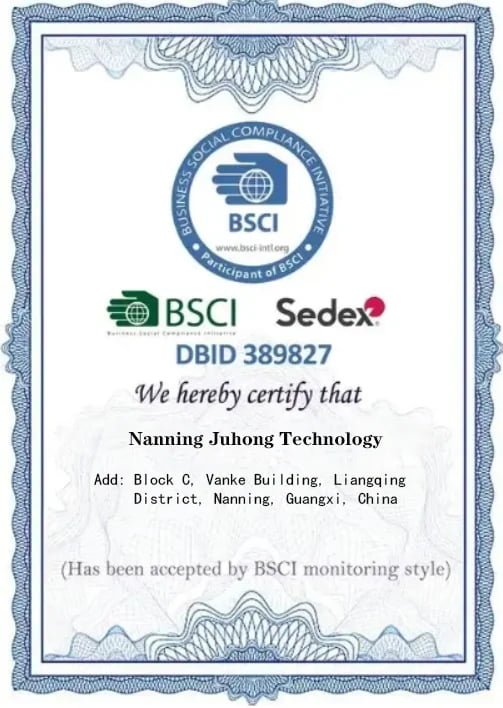 JuHong SPORTS BSCI Business Social Compliance Initiative Certification