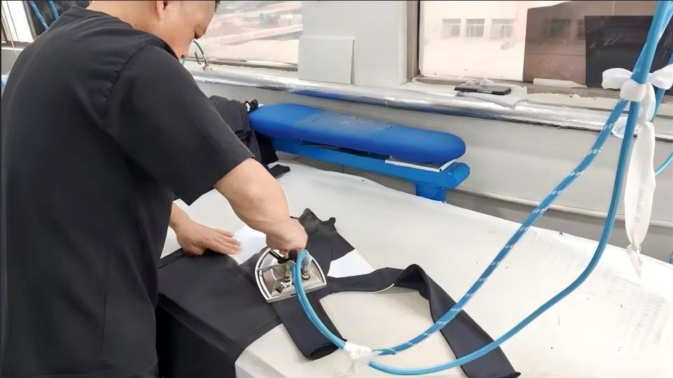 JuHong Sports production capabilities overview showing 12 high-efficiency garment assembly lines